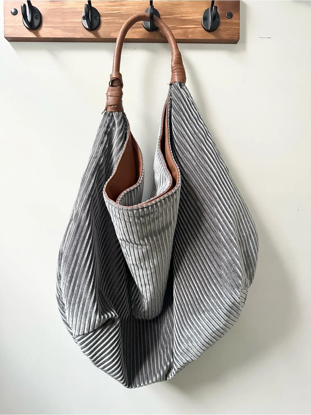 Anthropologie Corded Velvet Slouchy Bag